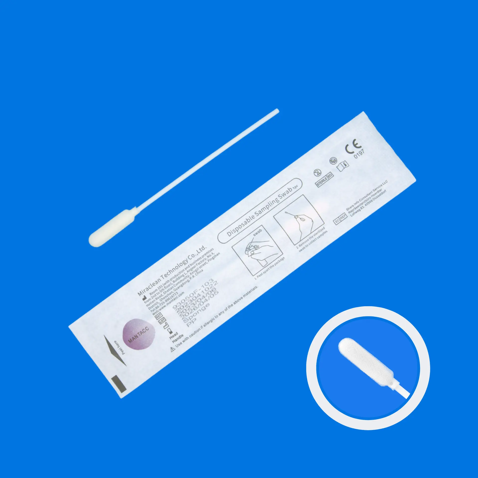 93050F-103 4'' Sterile Short Foam Oropharyngeal Swabs w/PP Handle, No Breakpoint