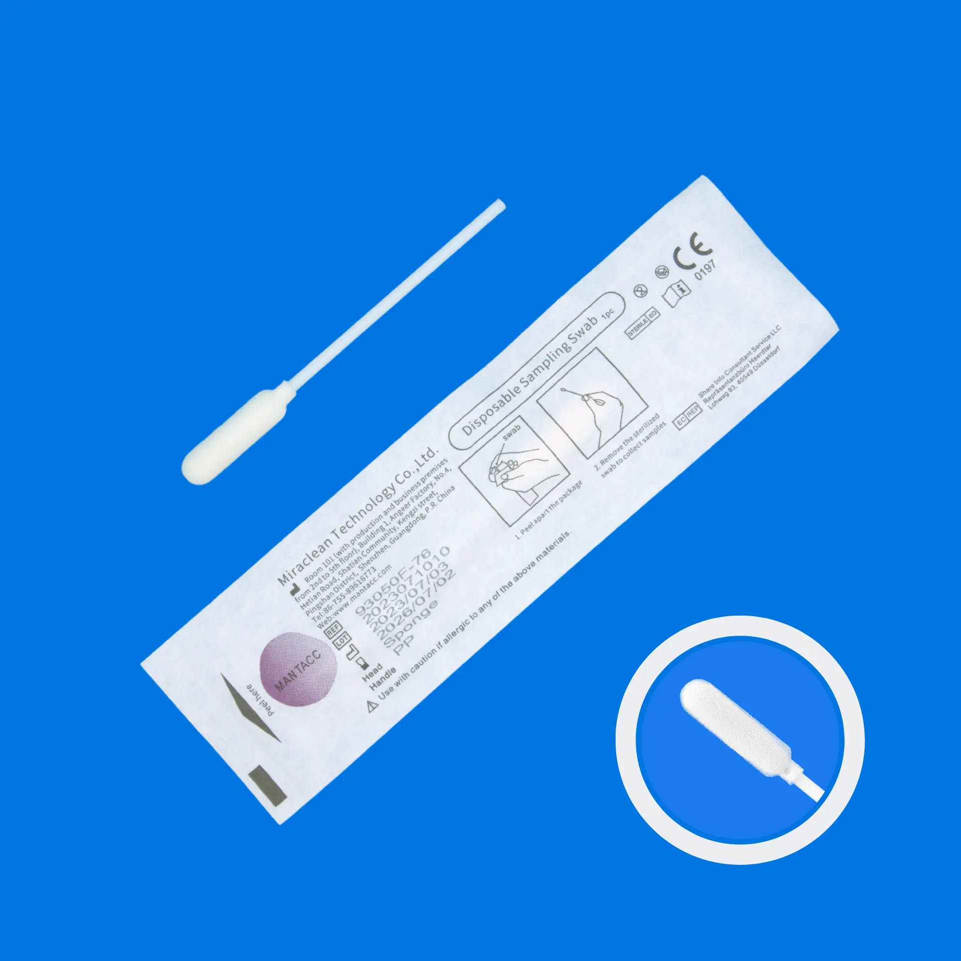 93050F-76 3'' Sterile Mini Foam Oropharyngeal Swabs w/PP Handle, No Breakpoint