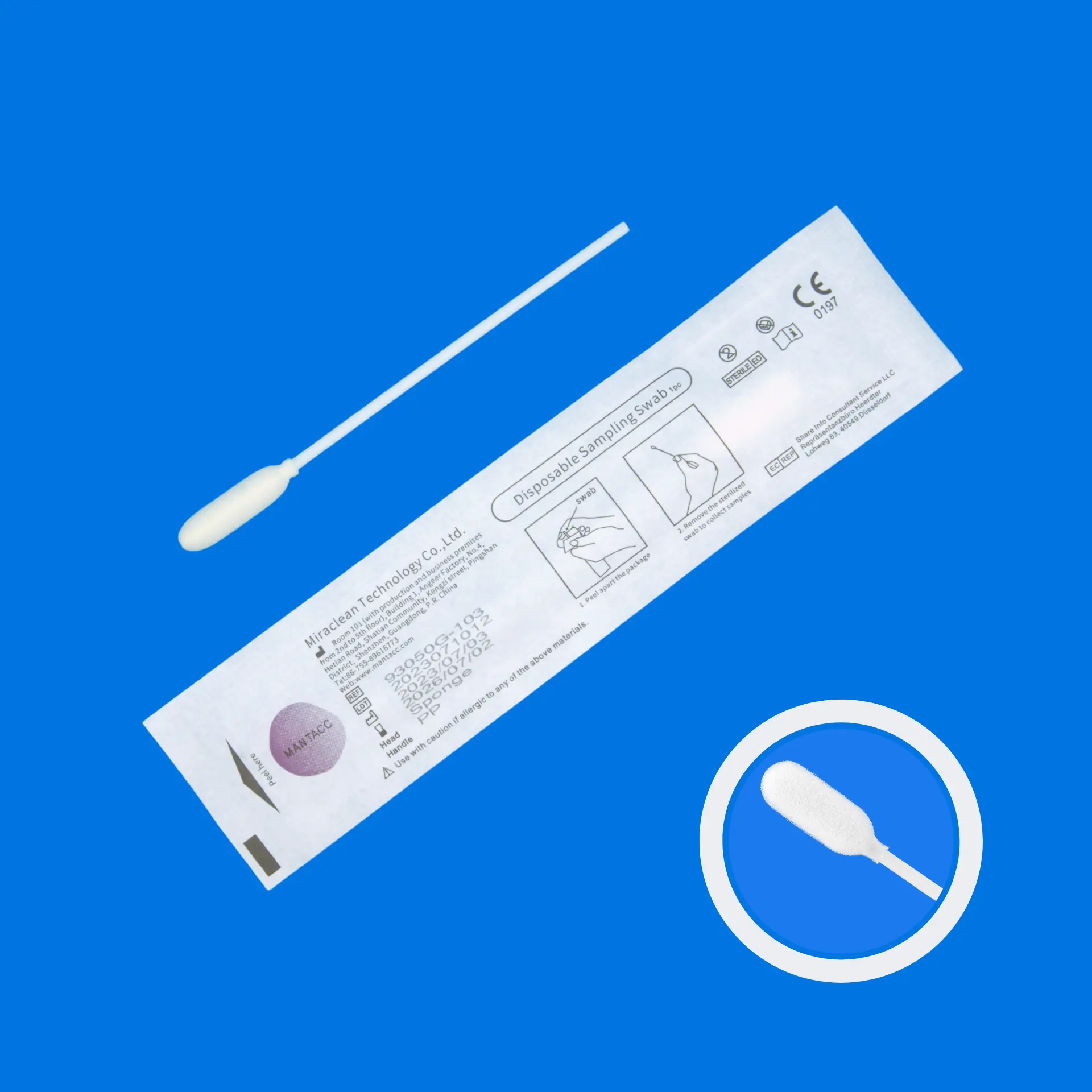 93050G-103 4'' Sterile Short Foam Oropharyngeal Swabs w/PP Handle, No Breakpoint