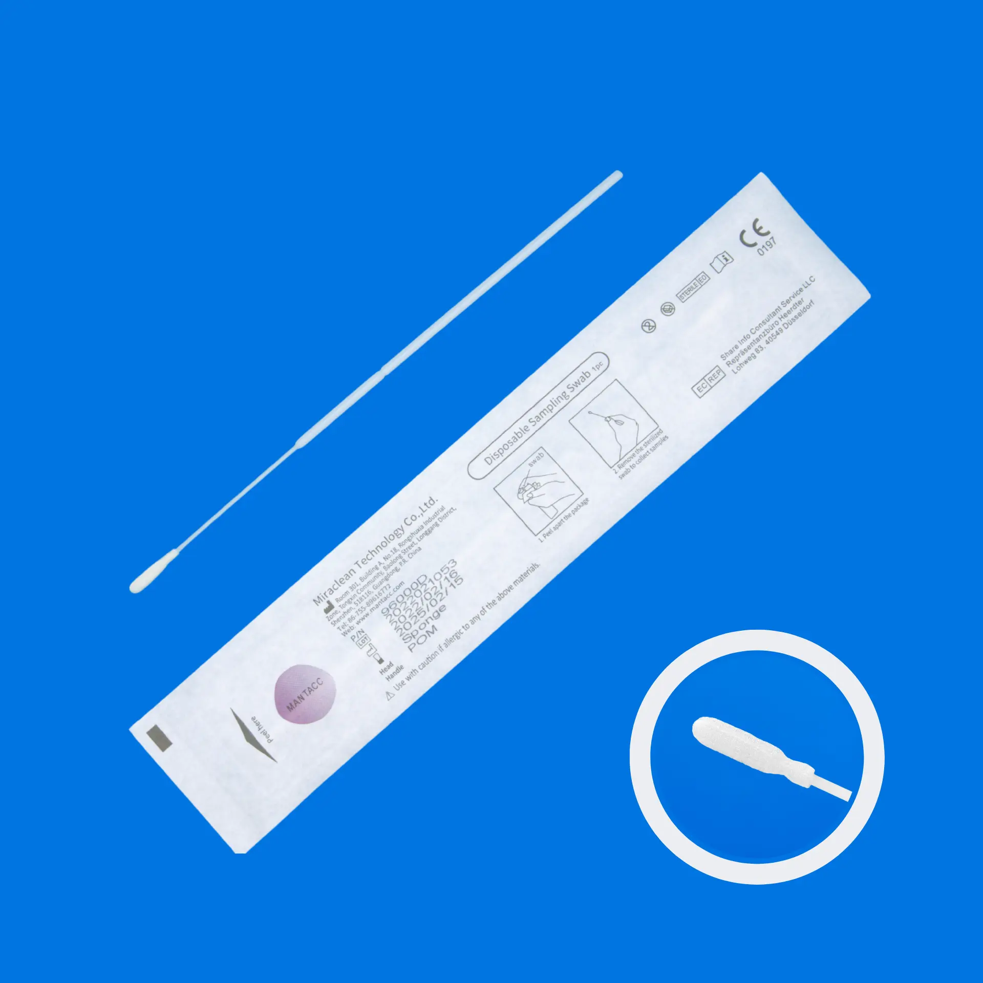 96000D 6'' Sterile Standard Foam Nasopharyngeal Swabs w/POM Handle, 78mm Breakpoint